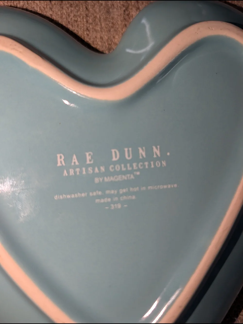 Rae Dunn Teal Heart Ceramic Trinket Dish 